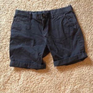 Navy mid thigh shorts